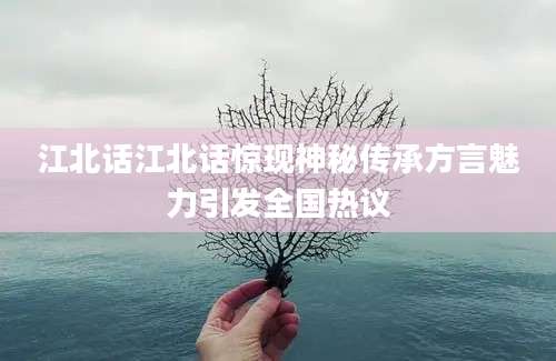 江北话江北话惊现神秘传承方言魅力引发全国热议