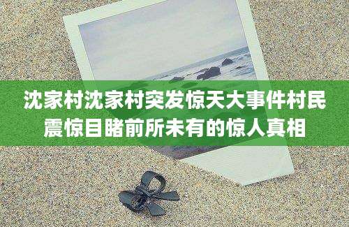 沈家村沈家村突发惊天大事件村民震惊目睹前所未有的惊人真相