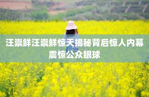汪崇鲜汪崇鲜惊天揭秘背后惊人内幕震惊公众眼球