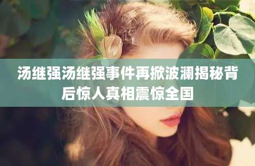 汤继强汤继强事件再掀波澜揭秘背后惊人真相震惊全国