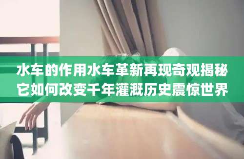 水车的作用水车革新再现奇观揭秘它如何改变千年灌溉历史震惊世界