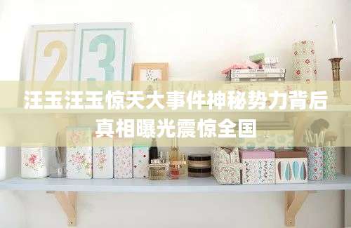 汪玉汪玉惊天大事件神秘势力背后真相曝光震惊全国