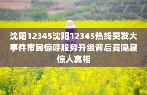 沈阳12345沈阳12345热线突发大事件市民惊呼服务升级背后竟隐藏惊人真相