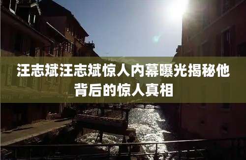 汪志斌汪志斌惊人内幕曝光揭秘他背后的惊人真相