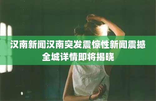 汉南新闻汉南突发震惊性新闻震撼全城详情即将揭晓