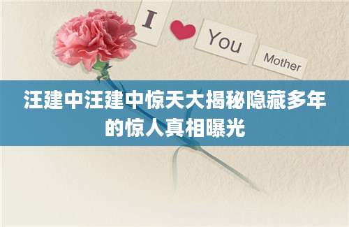 汪建中汪建中惊天大揭秘隐藏多年的惊人真相曝光