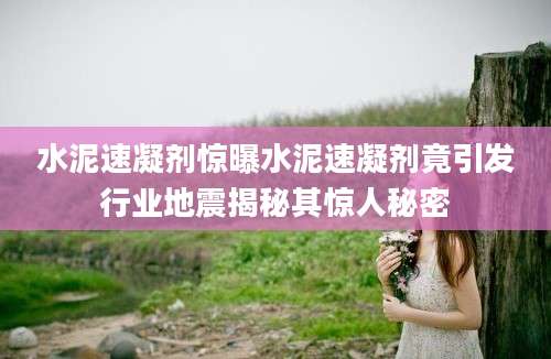 水泥速凝剂惊曝水泥速凝剂竟引发行业地震揭秘其惊人秘密