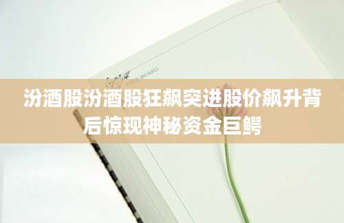 汾酒股汾酒股狂飙突进股价飙升背后惊现神秘资金巨鳄