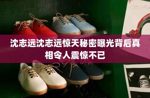 沈志远沈志远惊天秘密曝光背后真相令人震惊不已