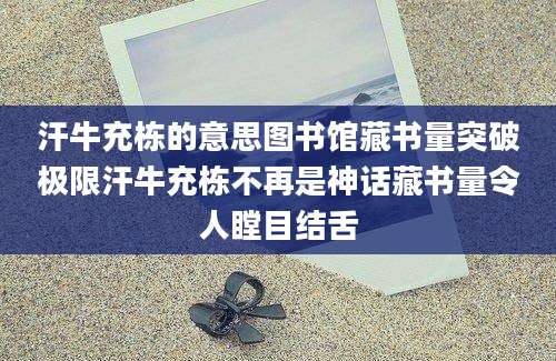 汗牛充栋的意思图书馆藏书量突破极限汗牛充栋不再是神话藏书量令人瞠目结舌