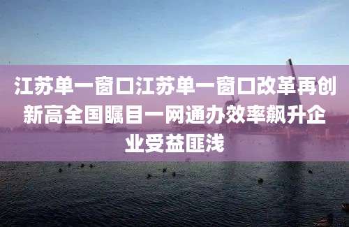 江苏单一窗口江苏单一窗口改革再创新高全国瞩目一网通办效率飙升企业受益匪浅