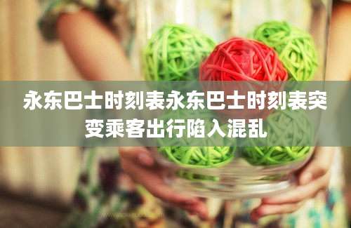 永东巴士时刻表永东巴士时刻表突变乘客出行陷入混乱