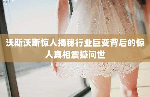 沃斯沃斯惊人揭秘行业巨变背后的惊人真相震撼问世
