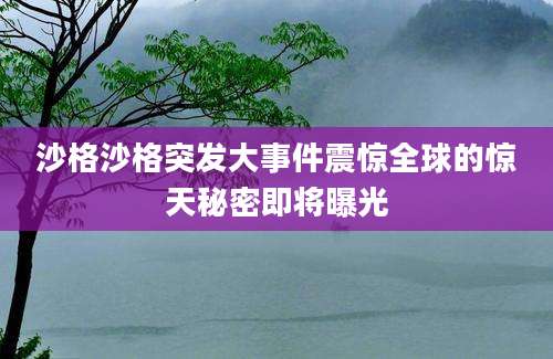 沙格沙格突发大事件震惊全球的惊天秘密即将曝光