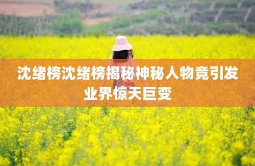 沈绪榜沈绪榜揭秘神秘人物竟引发业界惊天巨变