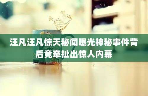 汪凡汪凡惊天秘闻曝光神秘事件背后竟牵扯出惊人内幕