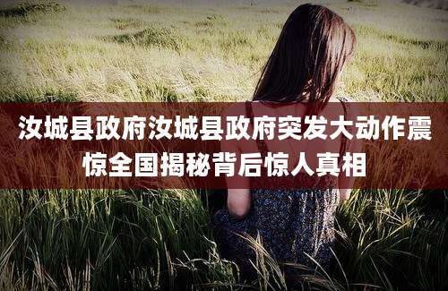 汝城县政府汝城县政府突发大动作震惊全国揭秘背后惊人真相