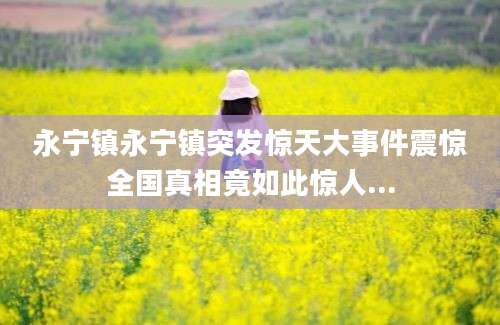 永宁镇永宁镇突发惊天大事件震惊全国真相竟如此惊人...