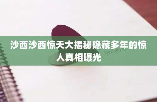 沙西沙西惊天大揭秘隐藏多年的惊人真相曝光