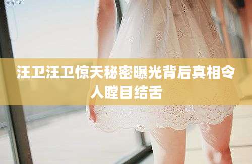 汪卫汪卫惊天秘密曝光背后真相令人瞠目结舌