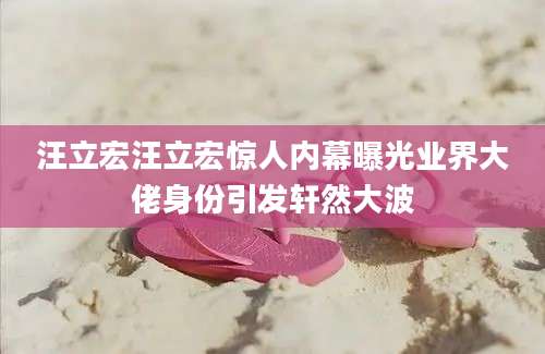 汪立宏汪立宏惊人内幕曝光业界大佬身份引发轩然大波