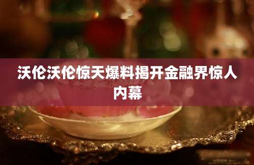 沃伦沃伦惊天爆料揭开金融界惊人内幕