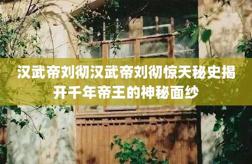 汉武帝刘彻汉武帝刘彻惊天秘史揭开千年帝王的神秘面纱