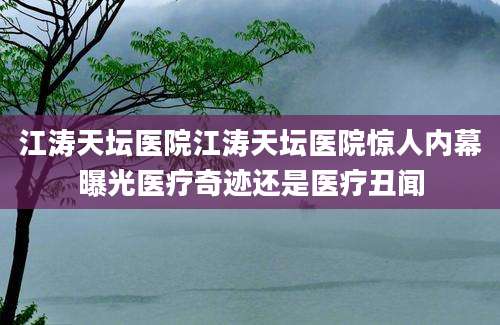 江涛天坛医院江涛天坛医院惊人内幕曝光医疗奇迹还是医疗丑闻