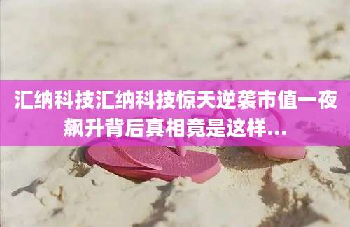 汇纳科技汇纳科技惊天逆袭市值一夜飙升背后真相竟是这样...