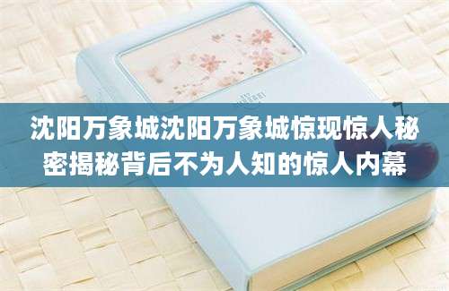 沈阳万象城沈阳万象城惊现惊人秘密揭秘背后不为人知的惊人内幕