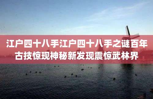 江户四十八手江户四十八手之谜百年古技惊现神秘新发现震惊武林界