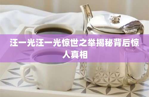 汪一光汪一光惊世之举揭秘背后惊人真相