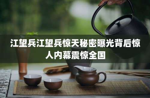 江望兵江望兵惊天秘密曝光背后惊人内幕震惊全国