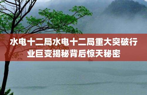 水电十二局水电十二局重大突破行业巨变揭秘背后惊天秘密