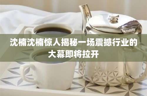 沈楠沈楠惊人揭秘一场震撼行业的大幕即将拉开
