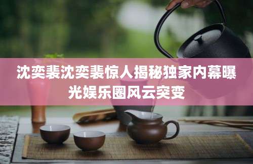 沈奕裴沈奕裴惊人揭秘独家内幕曝光娱乐圈风云突变