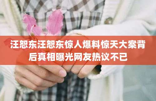 汪恕东汪恕东惊人爆料惊天大案背后真相曝光网友热议不已