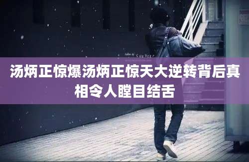 汤炳正惊爆汤炳正惊天大逆转背后真相令人瞠目结舌