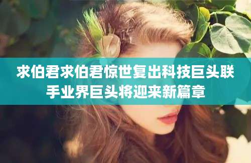 求伯君求伯君惊世复出科技巨头联手业界巨头将迎来新篇章