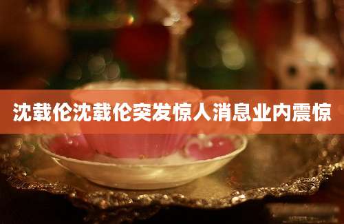 沈载伦沈载伦突发惊人消息业内震惊