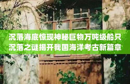 沉落海底惊现神秘巨物万吨级船只沉落之谜揭开我国海洋考古新篇章