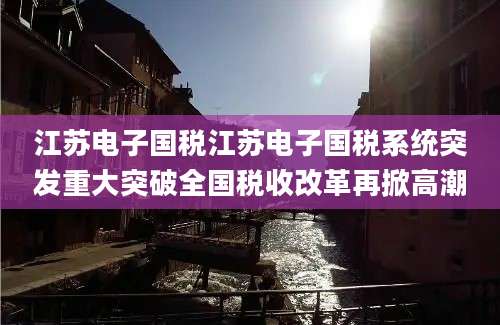 江苏电子国税江苏电子国税系统突发重大突破全国税收改革再掀高潮