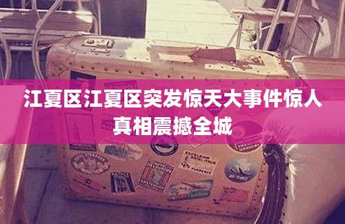 江夏区江夏区突发惊天大事件惊人真相震撼全城