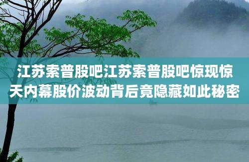 江苏索普股吧江苏索普股吧惊现惊天内幕股价波动背后竟隐藏如此秘密