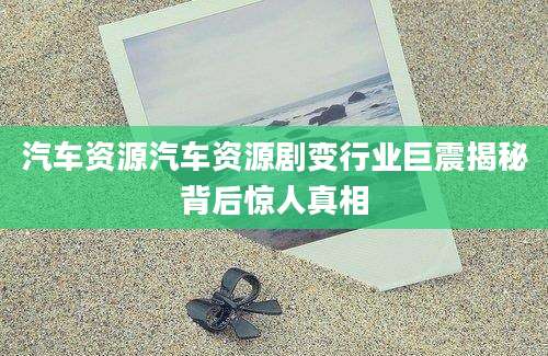 汽车资源汽车资源剧变行业巨震揭秘背后惊人真相