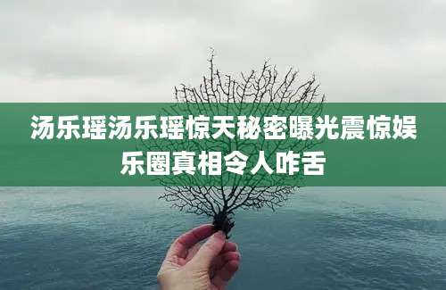 汤乐瑶汤乐瑶惊天秘密曝光震惊娱乐圈真相令人咋舌