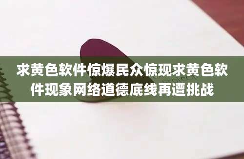 求黄色软件惊爆民众惊现求黄色软件现象网络道德底线再遭挑战