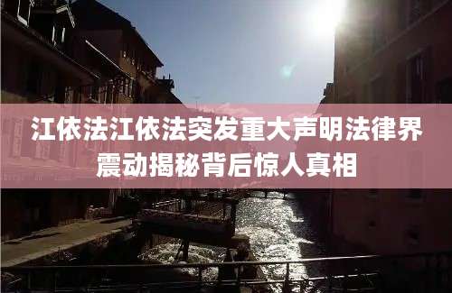 江依法江依法突发重大声明法律界震动揭秘背后惊人真相