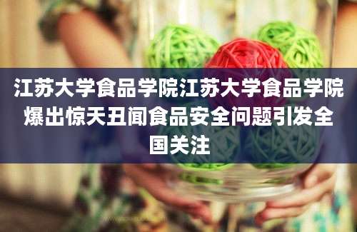 江苏大学食品学院江苏大学食品学院爆出惊天丑闻食品安全问题引发全国关注