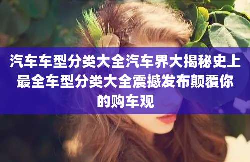 汽车车型分类大全汽车界大揭秘史上最全车型分类大全震撼发布颠覆你的购车观